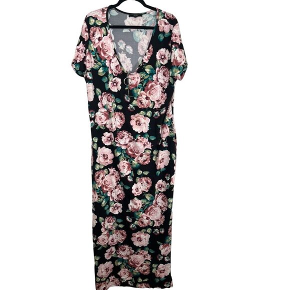 Retro Floral  Dress 2X Black Boho Western Classic Chic Preppy Cottagecore 80s - Picture 5 of 11